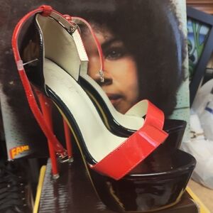 Elegant Red and Black Platform Heels